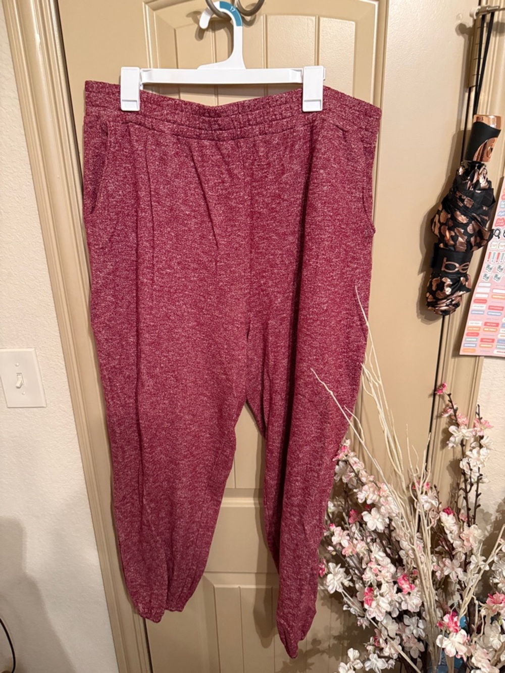 Forever 21 Cozy Marled Wine Jogger Pants 3x